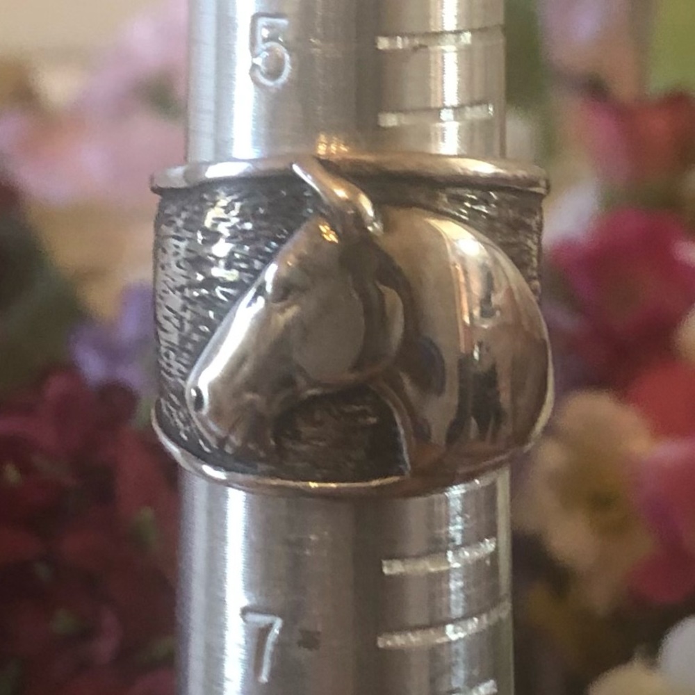 Rare Vintage Silpada Sterling Silver Equestrian Horse Head Ring R1460 Size 6 - Picture 2 of 12